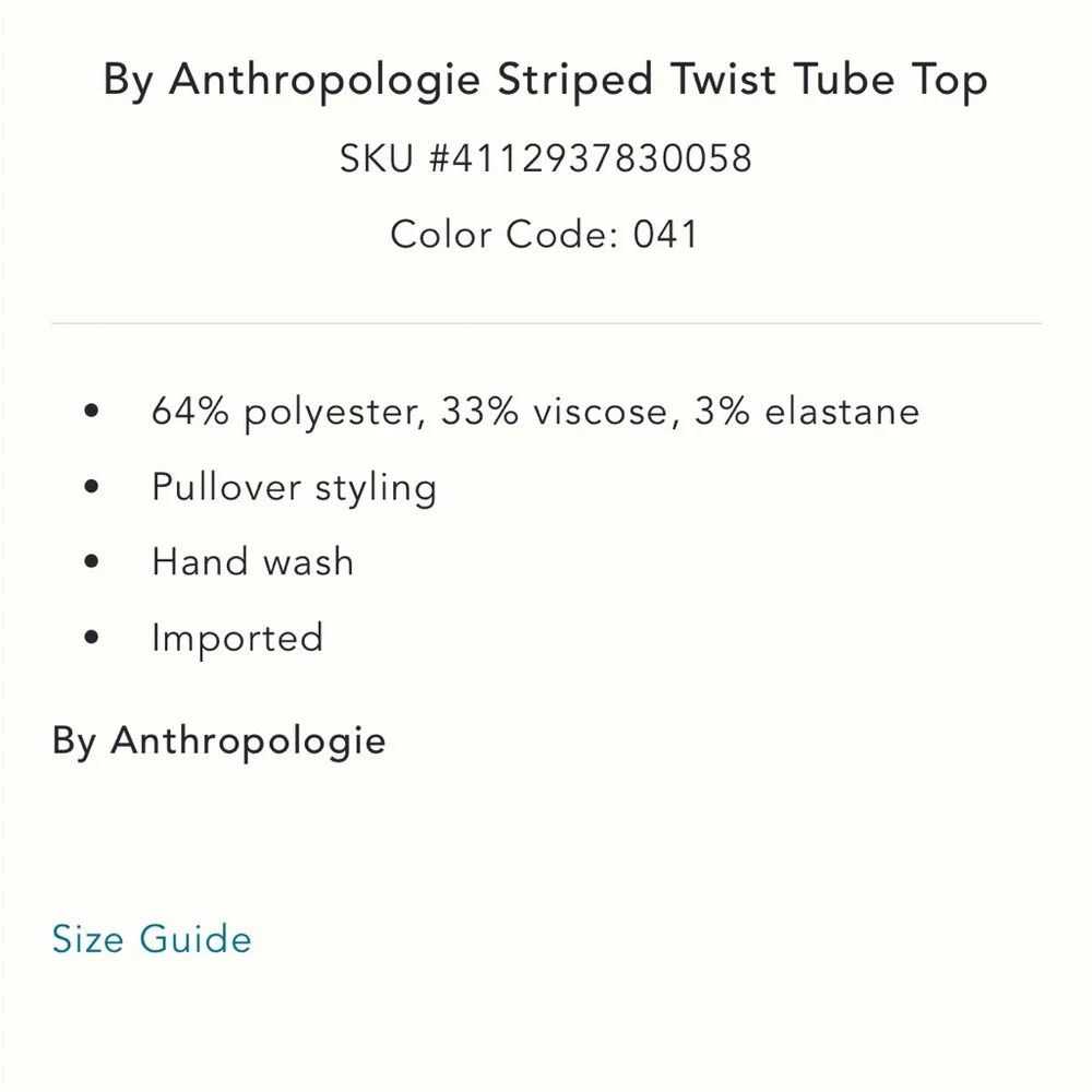 ✨ Anthropologie Striped Twist Tube Top Sz XL - Picture 5 of 6